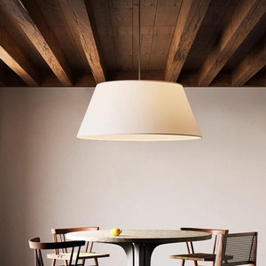 Luminaire suspendu en tissu de style japonais Wabi Sabi, rond, blanc, E27 LED, pour restaurant, bureau, chambre, salon, salon de thé, inspiration zen - Product Image 1