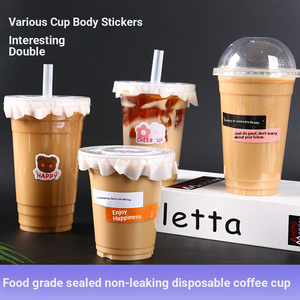 Bicchieri Monouso Rinforzati per Tè al Latte e Caffè, Speciali per Negozi di Tè al Latte, Bicchieri in PET per Bevande Fredde alla Moda - Product Image 1