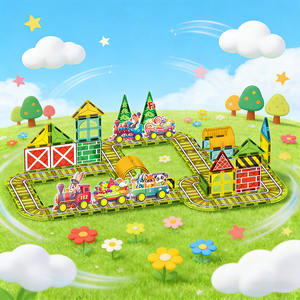 Jouets éducatifs pour enfants, blocs magnétiques, cubes créatifs pour scénarios simulés, piste <span class=keywords><strong>magnétique</strong></span> - Product Image 1