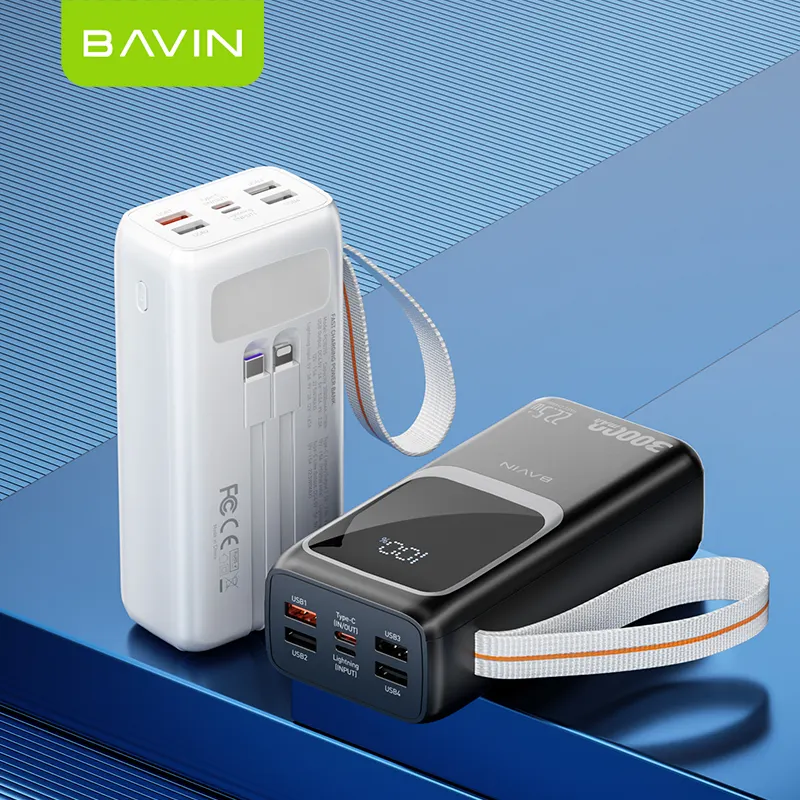 BAVIN 30000mAh batería de litio fácil personalizado PC1031S cargador rápido portátil banco de energía con cables