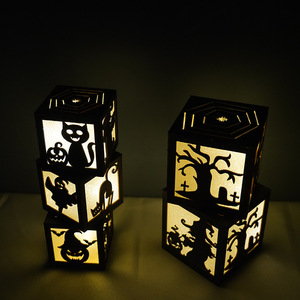 Nueva Lámpara de Cubo de Madera de Halloween, Luz LED, Adorno Luminoso, Calabaza, Fantasma, Bruja, Decoración para el Hogar, Suministros para Fiestas - Product Image 4