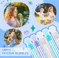 Kit de Fête d'Anniversaire Thème Frozen - Bracelets Claquettes, Bagues à Pierres, Pinces à Cheveux, Couronnes de Princesse, Baguettes à Bulles, Autocollants en Plastique Personnalisables