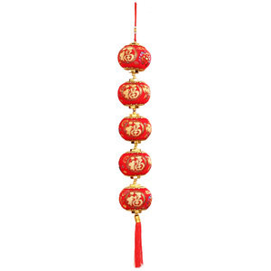 Flocked large red <b>lanterns</b> string ornaments, decorative hangings, firecracker and chili pepper decorations, festive outdoor - Product Image 5