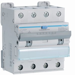 Hager Afx460h RCBO 4P 10A Tipo A 300mA Curva C 10000A per Protezione Elettrica - Product Image 1