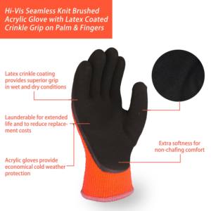SKYEE Latex Coated Fleece Forrado Anti Corte Hielo Nieve Resistente al desgarro Impermeable Térmico Invierno Guantes de trabajo para la construcción - Product Image 3