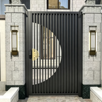 Portail de jardin contemporain en alliage d'aluminium avec design 3D, revêtement poudré, écologique et durable pour la sécurité domestique