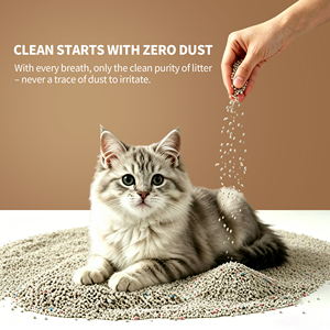 Litière pour chat en bentonite OEM, parfum lavande, agglomération rapide, sans poussière, granulés colorés, fournitures naturelles pour animaux de compagnie - Product Image 1