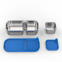 Aohea Boîte à lunch pour enfants en acier inoxydable Écologique 304 Matériau étanche 2 compartiments Boîte à lunch Bento Couvercle PP Pot à collation Pot alimentaire