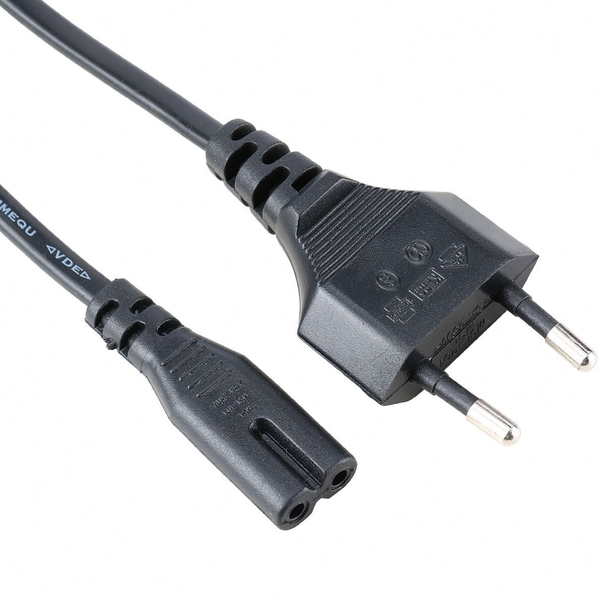 Eu Prise Électrique Ac Rallonge 2 Broches H03vvh2-f 2x0.75mm2 Figure 8 Câble D'alimentation