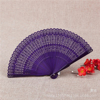 Éventail pliant en bambou sculpté style rétro européen HZ pour femme, mini éventail pliant élégant avec parfum, éventail chinois ajouré sculpté