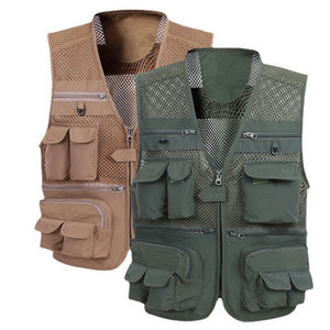 Chaleco de malla para deportes al aire libre para hombre, chaleco sin mangas con múltiples bolsillos para acampar y senderismo, transpirable, de secado rápido, cuello en V, informal, para primavera y otoño - Product Image 1