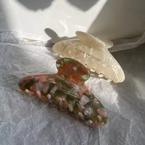 Barrettes à cheveux en acétate effet écaille de tortue, grande taille, texture marbrée, haute qualité, pour femmes et filles. - Product Image 2