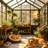 Serre de jardin en fer forgé sur mesure avec toit en polycarbonate et verre Low-E isolant pour projets extérieurs – Vente en gros