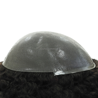 Toupee Afro Rizado de 12 mm, Cabello Humano Indio, PU # 1B/ # 1 Unidad de Cabello con 130% de Densidad, Hecha a Mano, Sin Nudos, Estilo Libre