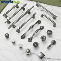 Poignées et boutons de meubles KOPPALIVE en laiton massif, finition argent antique, pour armoires de cuisine, tiroirs et placards, style cuivre français