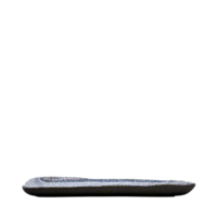 Bandeja Rectangular para Servir Granilla Fountain de 30x15 cm, Vajilla de Cerámica con Diseño de Puntos Azules