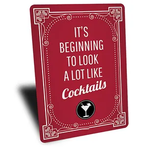 Its Beginning To Look A Lot Like Cocktails Sign Holiday Bar Party Decor Gift Quality Metal Sign 8x12icn