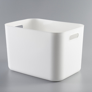 Plastic Storage Bins Rectangle With Lid For Clothing Toy Snack Organizer White Solid Color Standing Type - Product Image 3