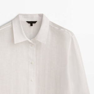 Fashion Single Breasted Long Sleeve Blouse for Ladies Summer Ventilate Woman Lapel <b>Linen</b> Cotton Fabric Slit Shirts - Product Image 6