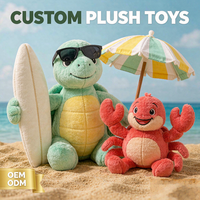 Jouets en peluche personnalisés pour l'été et la plage, OEM ODM, tortue de surf, crabe en peluche, vente en gros, cadeau pour enfants