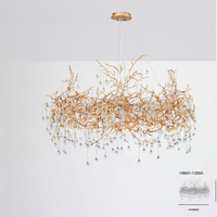 Style design grand lustre en cristal or avec larme de cristal branche d'arbre luminaires lustres en laiton