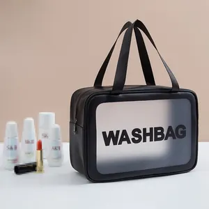 XDH266 사용자 정의 디자인 보관 가방 메이크업 주최자 케이스 투명 화장품 가방 투명 Pu 맞춤형 Oem 패션 화장품 가방