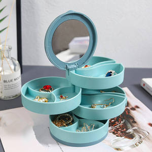 2026 New Hot Sale Rotating Jewelry Storage <b>Box</b> Cosmetics Organizer With Mirror <b>Earring</b> Ring Jewelry Casket - Product Image 6