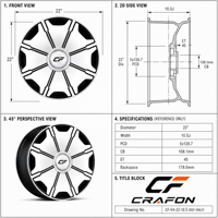 Jantes forgées CF 22 pouces 6x139.7 PCD pour voitures particulières, compatibles avec BYD Yangwang U8, finition brossée