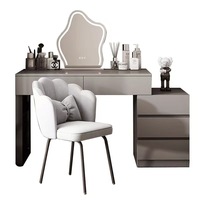 Coiffeuse multifonctionnelle de luxe léger pour chambre à coucher, avec miroir intégré, tiroirs, grande taille, éclairage LED et panneau compact