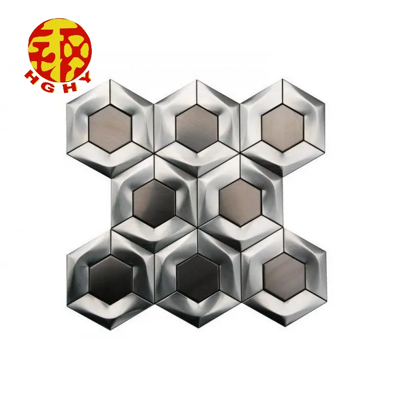 special honeycomb shape silver color stainless steel metal mosaic tiles for ktv wall decoration