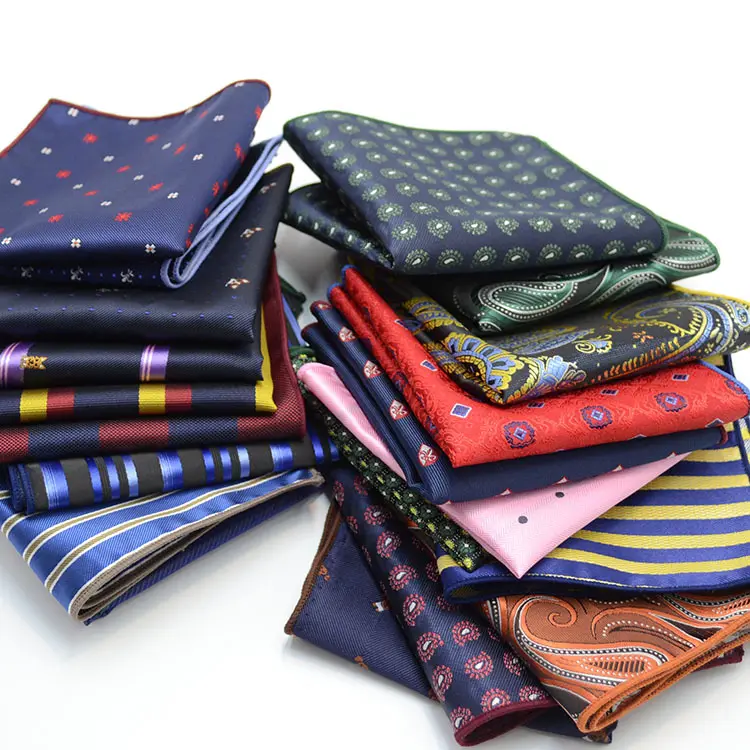 100% Polyester Custom Design Handkerchief Square Scarf High Quality Wholesale Mens Wedding Handkerchief Coloured Woven Hankies
