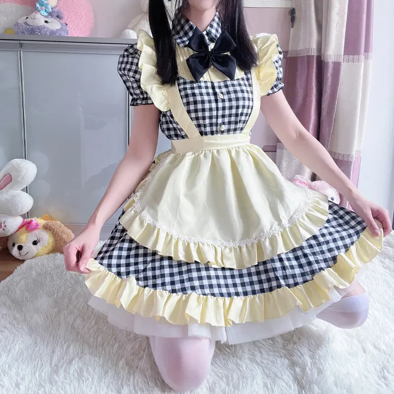 Falda con volantes dulce disfraz de Cosplay Lolita vestido de sirvienta Anime Lovely Girls disfraz de Halloween uniformes de sirvienta