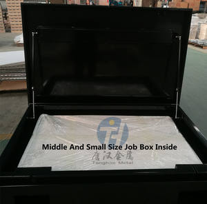 กล่องเครื่องมือเหล็กขนาดใหญ่สีดำ ป้องกันการงัดแงะ สำหรับงานก่อสร้าง พร้อมบานพับสแตนเลสแบบเปียโน ถาดที่ถอดออกได้ และรองรับรถยกสำหรับงานหนัก - Product Image 3