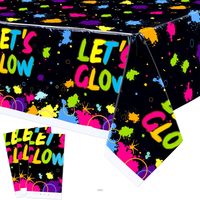 Lets Glow Party Nappe d'anniversaire fluorescente Enfants Adulte Fête Thème Décoration Jetable Imperméable PE Couverture de table lumineuse