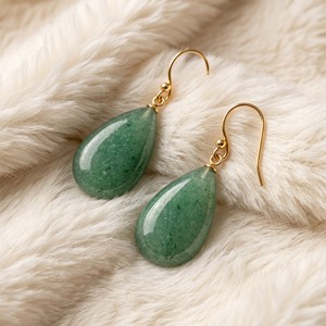 Pendientes colgantes de latón chapado en oro con aventurina en forma de lágrima, OEM/ODM, joyería de piedra natural personalizada al por mayor para mujer - Product Image 2