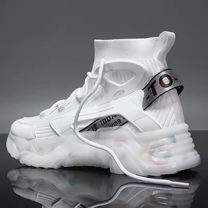 Men's Ultra-Light Dad Sports Shoes Large Size Basketball Style Shoes High-<b>Top</b> Socks Thick-Soled Breathable Casual <b>Walking</b> Shoes - Product Image 5