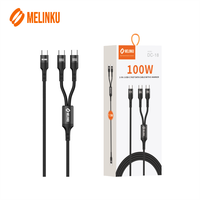 Câble USB-C vers double USB-C Melinku 100W 2-en-1 1,5 m, charge rapide pour iPhone, Android, ordinateur et écouteurs (alliage d'aluminium)