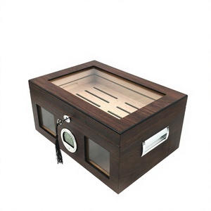 Humidor de Cigarros de Madera de Cedro con Tapa Abatible de Doble Capa, con Cerradura, a Prueba de Humedad, Diseño Rectangular, Gran Capacidad de Almacenamiento - Product Image 3