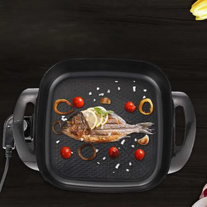 กระทะไฟฟ้าฉนวนความร้อนไม่ติดฝากระจกนิรภัยความจุ5L โครงสร้างอลูมิเนียมอัลลอยสำหรับใช้ในบ้าน RV - Product Image 4