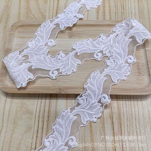 Passamaneria in pizzo di poliestere ricamato a filo sottile in rete bianca stile francese, decorazione floreale, accessori fai da te per orli di abiti, matrimoni, <span class=keywords><strong>Lolita</strong></span> - Product Image 4
