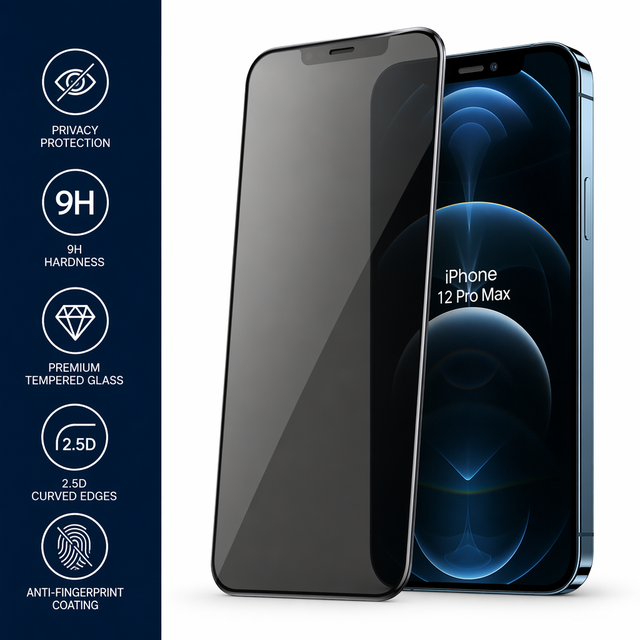 0.33mm 9H Privacy Tempered Glass for iPhone 12 Pro Max 28 Degree Anti-Snooping Oleophobic Screen Protector
