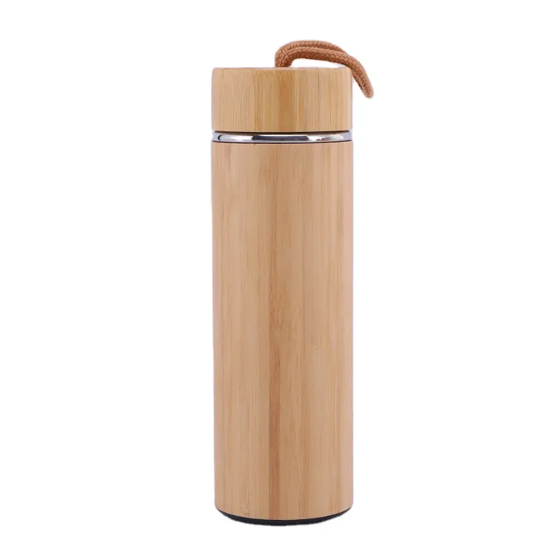 Thermal Bamboo Tumbler With Slide Lock Lid, Stainless Steel Bamboo Travel Mug,New Bamboo Coffee Cup With Lid