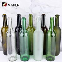 Usine en Chine Vente en Gros Emballage en Verre Vide Liqueur Vert Ambre Noir 200ml 500ml 750ml 75cl Bière Bourgogne Bouteille de Vin