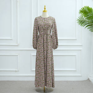 Nuova <span class=keywords><strong>Serie</strong></span> di Abaya Elegante da Donna con Cintura Regolabile e Motivi Floreali, Abito Musulmano Femminile - Product Image 4