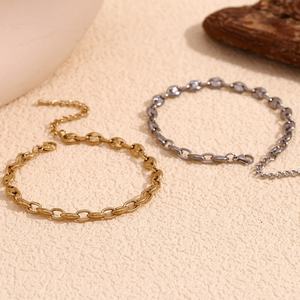 Bijoux <span class=keywords><strong>de</strong></span> chaîne <span class=keywords><strong>de</strong></span> grains <span class=keywords><strong>de</strong></span> café Bracelets <span class=keywords><strong>de</strong></span> <span class=keywords><strong>cheville</strong></span> plaqués or 14 carats pour femmes Bijoux en acier inoxydable imperméables - Product Image 3