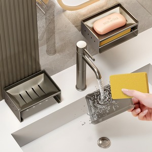Shu Zheng Double Layer Soap Dish Wall Mounted Aluminum Rectangular For Bathroom Use - Product Image 3