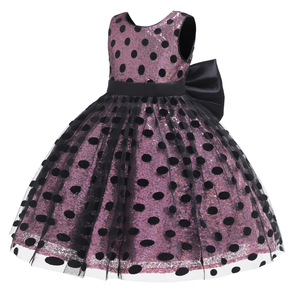 Robe à paillettes à pois pour filles, jupe tutu bleu lac, robe de princesse avec nœud - Product Image 5