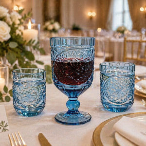 Vente en gros de verrerie de mariage : <span class=keywords><strong>Verres</strong></span> <span class=keywords><strong>à</strong></span> vin et <span class=keywords><strong>à</strong></span> eau vintage en cristal bleu sans plomb - Product Image 5