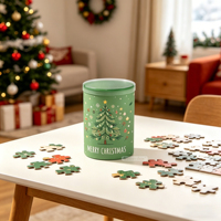 Maßgefertigtes Winter-Saison Weihnachtsthema Lehrreiches DIY Papier 100-Teiliges Weihnachts-Puzzle mit Zylindrischer Box