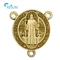 Collier médaille religieuse Notre-Dame Miraculeuse avec centre de chapelet floral, médailles personnalisées pour centre de chapelet
